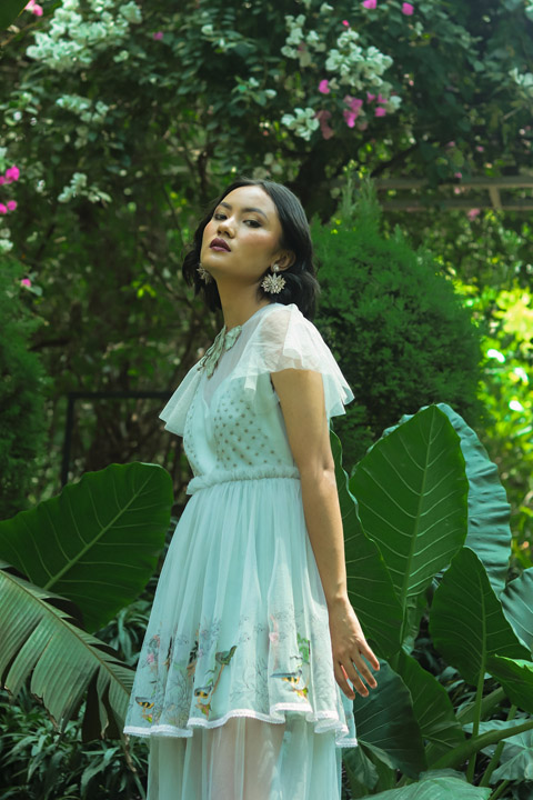 Mint Two Tier Embroidered Dress